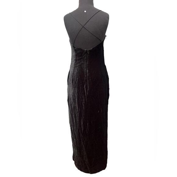 90s Emanuel Ungaro Velvet Square Neck Side Slit Minimal Whimsigoth Maxi Dress 8P - Picture 3 of 7